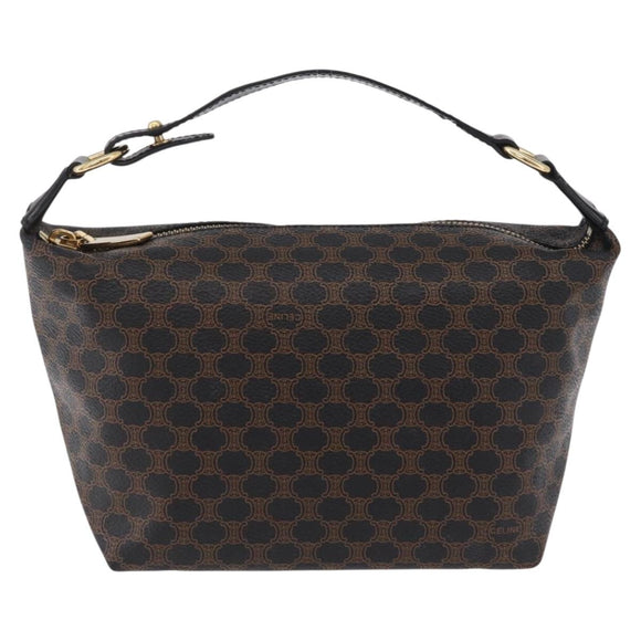 CELINE Macadam Hand Bag PVC Black Gold Tone Auth BA16333A