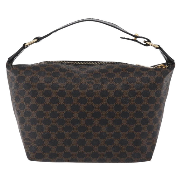 CELINE Macadam Hand Bag PVC Black Gold Tone Auth BA16333A