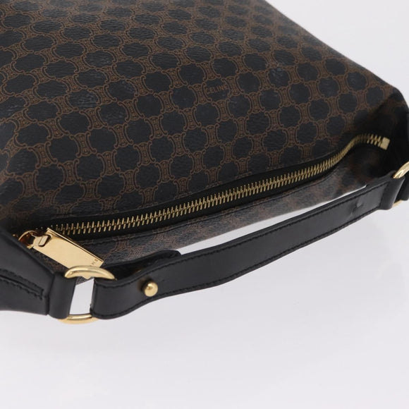 CELINE Macadam Hand Bag PVC Black Gold Tone Auth BA16333A