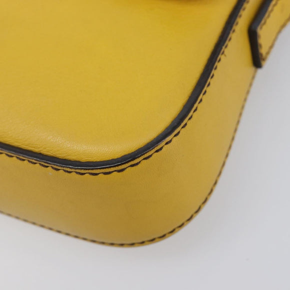 FENDI Mamma Baguette Shoulder Bag Leather 2way Yellow 8BR600 Auth BA16336SAM