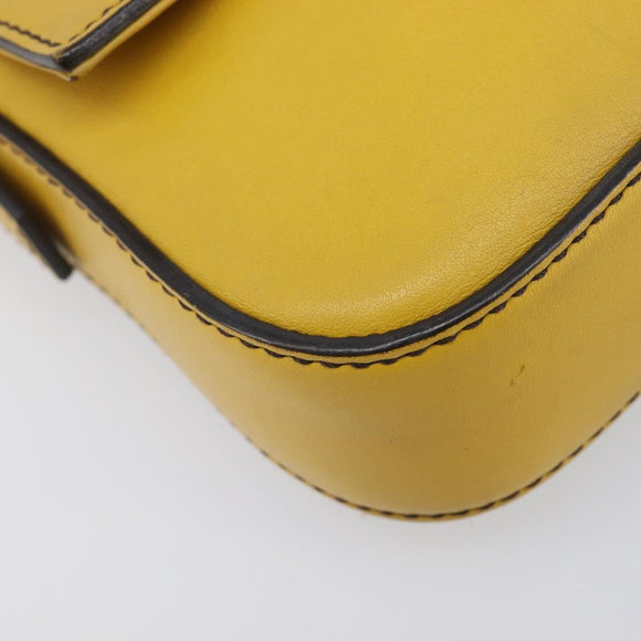 FENDI Mamma Baguette Shoulder Bag Leather 2way Yellow 8BR600 Auth BA16336SAM