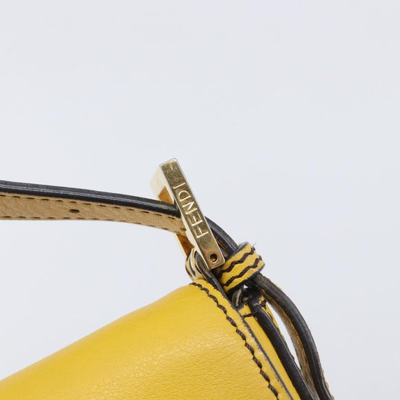 FENDI Mamma Baguette Shoulder Bag Leather 2way Yellow 8BR600 Auth BA16336SAM