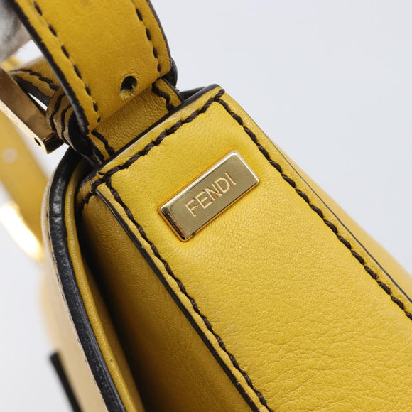 FENDI Mamma Baguette Shoulder Bag Leather 2way Yellow 8BR600 Auth BA16336SAM