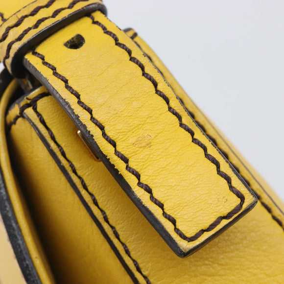 FENDI Mamma Baguette Shoulder Bag Leather 2way Yellow 8BR600 Auth BA16336SAM
