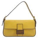 FENDI Mamma Baguette Shoulder Bag Leather 2way Yellow 8BR600 Auth BA16336SAM-2