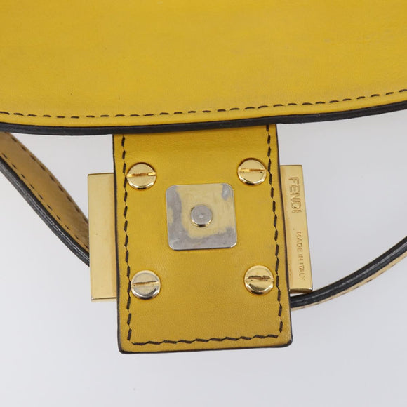 FENDI Mamma Baguette Shoulder Bag Leather 2way Yellow 8BR600 Auth BA16336SAM