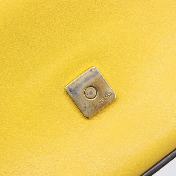 FENDI Mamma Baguette Shoulder Bag Leather 2way Yellow 8BR600 Auth BA16336SAM