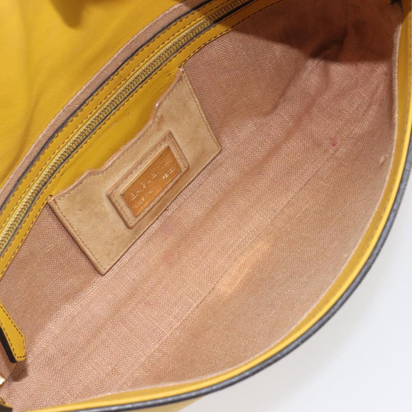 FENDI Mamma Baguette Shoulder Bag Leather 2way Yellow 8BR600 Auth BA16336SAM