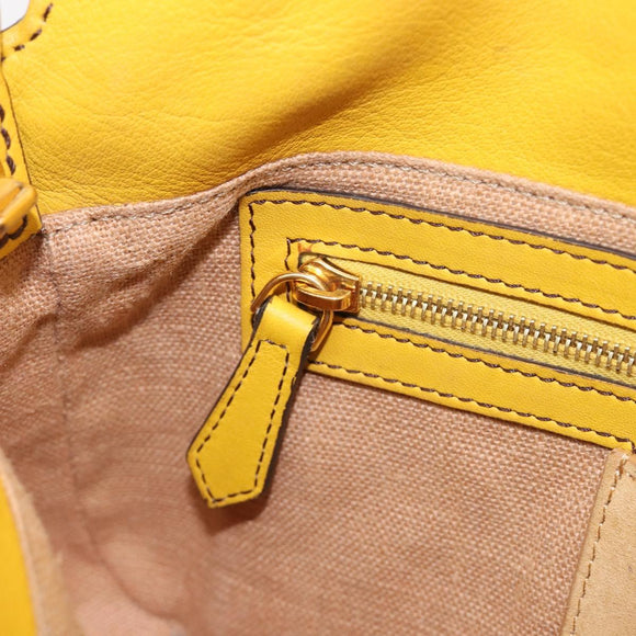 FENDI Mamma Baguette Shoulder Bag Leather 2way Yellow 8BR600 Auth BA16336SAM