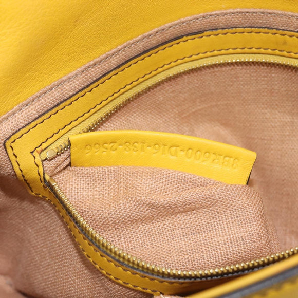 FENDI Mamma Baguette Shoulder Bag Leather 2way Yellow 8BR600 Auth BA16336SAM