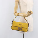 FENDI Mamma Baguette Shoulder Bag Leather 2way Yellow 8BR600 Auth BA16336SAM-34