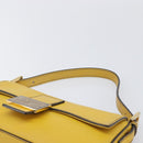 FENDI Mamma Baguette Shoulder Bag Leather 2way Yellow 8BR600 Auth BA16336SAM-8