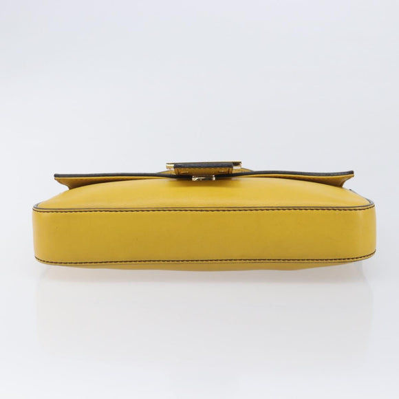 FENDI Mamma Baguette Shoulder Bag Leather 2way Yellow 8BR600 Auth BA16336SAM