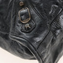 Balenciaga The City Hand Bag Leather 2way Black Gold Tone 115748 Auth BA16337V-12