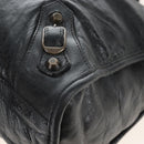 Balenciaga The City Hand Bag Leather 2way Black Gold Tone 115748 Auth BA16337V-13