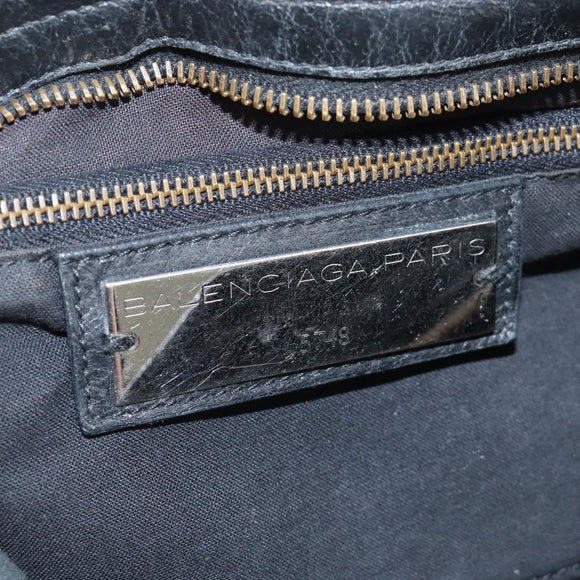 Balenciaga The City Hand Bag Leather 2way Black Gold Tone 115748 Auth BA16337V