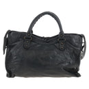 Balenciaga The City Hand Bag Leather 2way Black Gold Tone 115748 Auth BA16337V-3