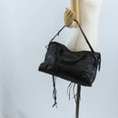 Balenciaga The City Hand Bag Leather 2way Black Gold Tone 115748 Auth BA16337V-32