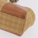 PRADA Chain Shoulder Bag Raffia Beige Gold Tone Auth BA16338V-11