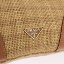 PRADA Chain Shoulder Bag Raffia Beige Gold Tone Auth BA16338V-14