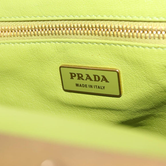 PRADA Chain Shoulder Bag Raffia Beige Gold Tone Auth BA16338V