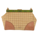 PRADA Chain Shoulder Bag Raffia Beige Gold Tone Auth BA16338V-2