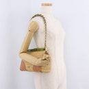 PRADA Chain Shoulder Bag Raffia Beige Gold Tone Auth BA16338V-25