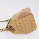 PRADA Chain Shoulder Bag Raffia Beige Gold Tone Auth BA16338V-5