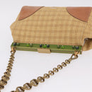 PRADA Chain Shoulder Bag Raffia Beige Gold Tone Auth BA16338V-6