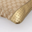 GUCCI GG Canvas Shoulder Bag Beige Gold Tone 145857 Auth BA16341A-13