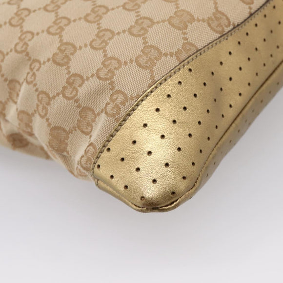 GUCCI GG Canvas Shoulder Bag Beige Gold Tone 145857 Auth BA16341A