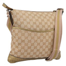 GUCCI GG Canvas Shoulder Bag Beige Gold Tone 145857 Auth BA16341A-1