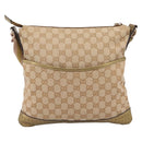 GUCCI GG Canvas Shoulder Bag Beige Gold Tone 145857 Auth BA16341A-2