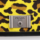 PRADA Chain Shoulder Bag Harako leather 2way Yellow Silver Auth BA16344V-14