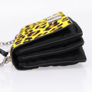 PRADA Chain Shoulder Bag Harako leather 2way Yellow Silver Auth BA16344V-4