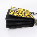 PRADA Chain Shoulder Bag Harako leather 2way Yellow Silver Auth BA16344V-5