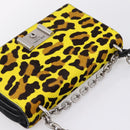 PRADA Chain Shoulder Bag Harako leather 2way Yellow Silver Auth BA16344V-6
