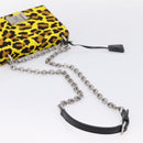 PRADA Chain Shoulder Bag Harako leather 2way Yellow Silver Auth BA16344V-7