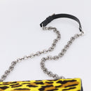 PRADA Chain Shoulder Bag Harako leather 2way Yellow Silver Auth BA16344V-8