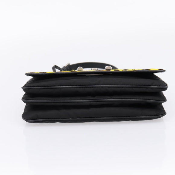 PRADA Chain Shoulder Bag Harako leather 2way Yellow Silver Auth BA16344V