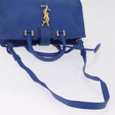 Saint Laurent Baby Cabas Hand Bag Leather 2way Blue Gold 394461 Auth BA16345V-10