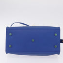 Saint Laurent Baby Cabas Hand Bag Leather 2way Blue Gold 394461 Auth BA16345V-12