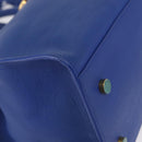 Saint Laurent Baby Cabas Hand Bag Leather 2way Blue Gold 394461 Auth BA16345V-13