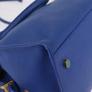Saint Laurent Baby Cabas Hand Bag Leather 2way Blue Gold 394461 Auth BA16345V-15