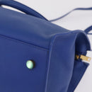 Saint Laurent Baby Cabas Hand Bag Leather 2way Blue Gold 394461 Auth BA16345V-16