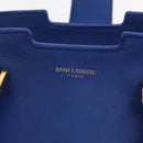 Saint Laurent Baby Cabas Hand Bag Leather 2way Blue Gold 394461 Auth BA16345V-22