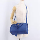 Saint Laurent Baby Cabas Hand Bag Leather 2way Blue Gold 394461 Auth BA16345V-30