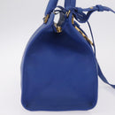 Saint Laurent Baby Cabas Hand Bag Leather 2way Blue Gold 394461 Auth BA16345V-5