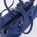 Saint Laurent Baby Cabas Hand Bag Leather 2way Blue Gold 394461 Auth BA16345V-6