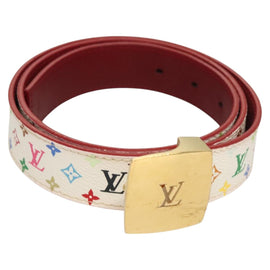 LOUIS VUITTON Multicolor Ceinture Care Belt 37.8"" White M9682 Auth BA1635